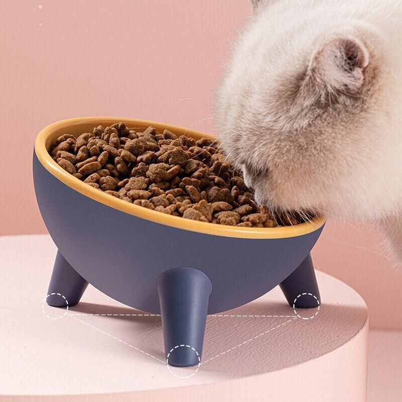 Raised Cat Bowl Pet Feeder Pet Bowl Elevated Dog Bowls 15° Tilted Pet Water Bowl - Moff Green