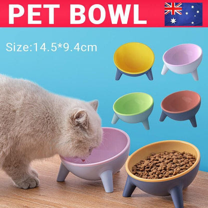 Raised Cat Bowl Pet Feeder Pet Bowl Elevated Dog Bowls 15° Tilted Pet Water Bowl - Rock Yellow