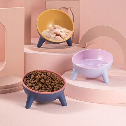 Raised Cat Bowl Pet Feeder Pet Bowl Elevated Dog Bowls 15° Tilted Pet Water Bowl - Rock Yellow
