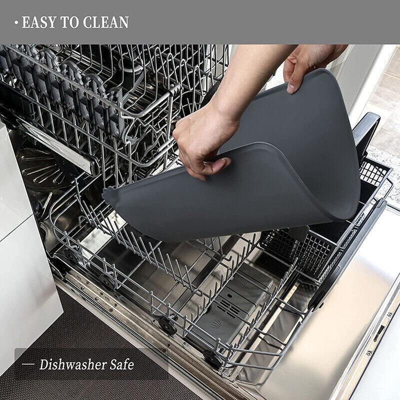 Silicone Pet Feeding Mat Dog Cat Food Bowl Placemat Waterproof Non-Slip Easy Clean - Black