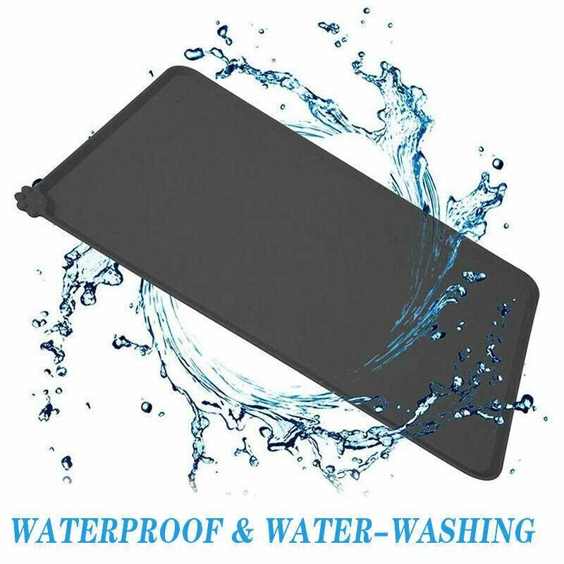 Silicone Pet Feeding Mat Dog Cat Food Bowl Placemat Waterproof Non-Slip Easy Clean - Black