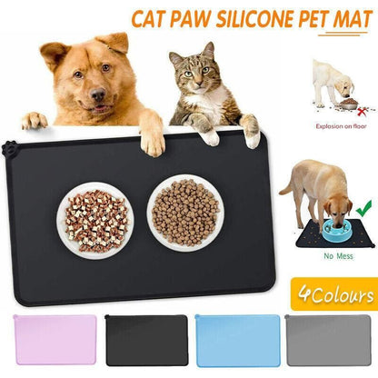 Silicone Pet Feeding Mat Dog Cat Food Bowl Placemat Waterproof Non-Slip Easy Clean - Blue