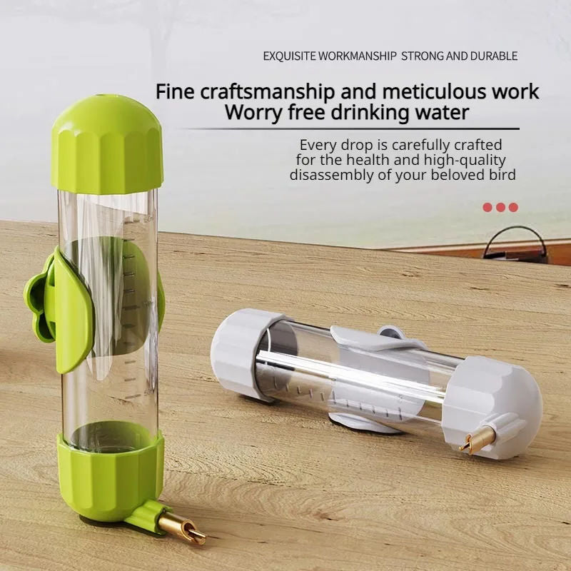 Brown Automatic Bird Water Feeder Bottle (200ml) - Leakproof No-Drip Dispenser for Parrots