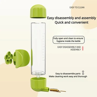 Grey Automatic Bird Water Feeder Bottle (200ml) - Leakproof No-Drip Dispenser for Parrots