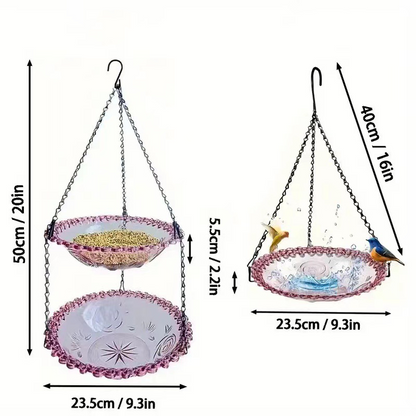 Blue Easy Clean Hanging Bird Feeder - Double Layer Durable Plastic Design for Patios