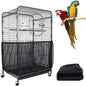 XXL Black【Height 40, Circumference 220】 Large Bird Cage Seed Catcher Net Cover - Adjustable Mesh Guard Splash-Proof Dust Cover for Indoor Outdoor Cages