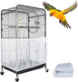 L White【Height 30, Circumference 220】 Large Bird Cage Seed Catcher Net Cover - Adjustable Mesh Guard Splash-Proof Dust Cover for Indoor Outdoor Cages