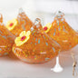 Outdoor Hand-Blown Glass Bird Feeder - Durable Weather-Proof Bird Waterer, Includes Funnel & Hanging Rope (Single - Orange Dot)