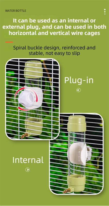 White Automatic Bird Water Dispenser with Extended Brass Needle Valve and Graduated Marking - 200ML Transparent Threaded Cap Feeder