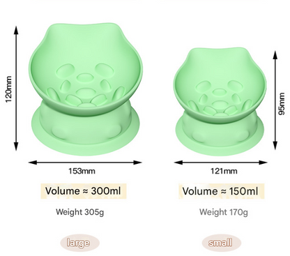S Pink 2-Piece Elevated Silicone Pet Bowl Set - Slanted Neck Protection Cat Bowl with Anti-Slip Suction Base for Cats and Small Dogs