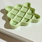 Green Ceramic Slow Feeder Licking Plate for Cats and Dogs | Raised Anti-Choking Grid Design | 11.5 cm Durable Pet Dish