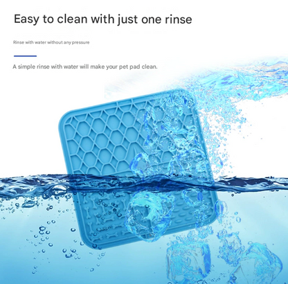 2PCS Blue 20 x 20 cm Silicone Pet Lick Mat | Multi-Zone Slow Feeder Pad with Suction Cups | Anxiety Relief Dog & Cat Bowl