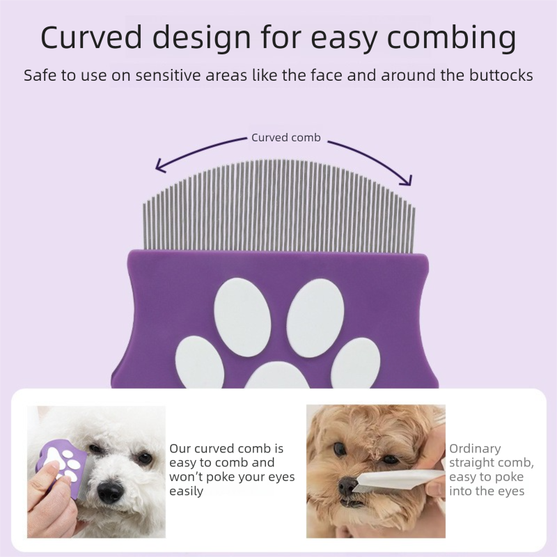 2 Pcs Purple Gentle Pet Face & Flea Comb – Mini Grooming Tool for Cats & Dogs with Rounded Teeth