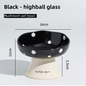 Black Elevated 15° Tilted Ceramic Cat Bowl - Anti-Chin Acne Glaze Finish, Non-Slip Weighted Base & Neck Protection Pet Feeder