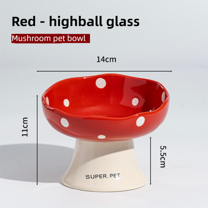 Red and Black Elevated 15° Tilted Ceramic Cat Bowl - Anti-Chin Acne Glaze Finish, Non-Slip Weighted Base & Neck Protection Pet Feeder