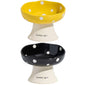 Yellow and Black Elevated 15° Tilted Ceramic Cat Bowl - Anti-Chin Acne Glaze Finish, Non-Slip Weighted Base & Neck Protection Pet Feeder