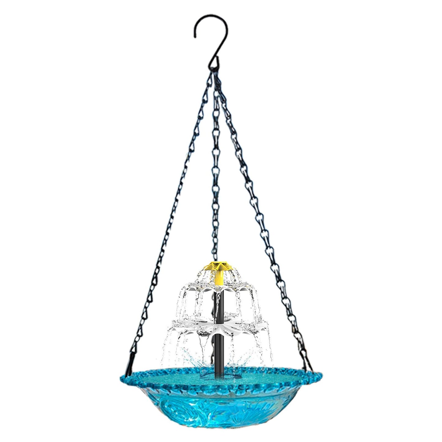 Red Solar Hanging 3-Layer Cascade Bird Bath Fountain & Wildlife Feeder - 9.25"W Bird Bath Bowl with Solar Powered Pump for Outdoor Garden Backyard Patio Lawn
