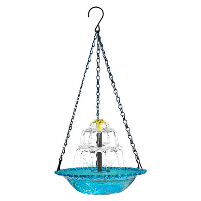 Grey Solar Hanging 3-Layer Cascade Bird Bath Fountain & Wildlife Feeder - 9.25"W Bird Bath Bowl with Solar Powered Pump for Outdoor Garden Backyard Patio Lawn