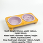 Purple Ceramic Floral Cat Slow Feeder(190ML) & Water Bowl(320ML) Set - Dishwasher Safe Pet Dual Dining Kit with Neck-Friendly Elevated Stand