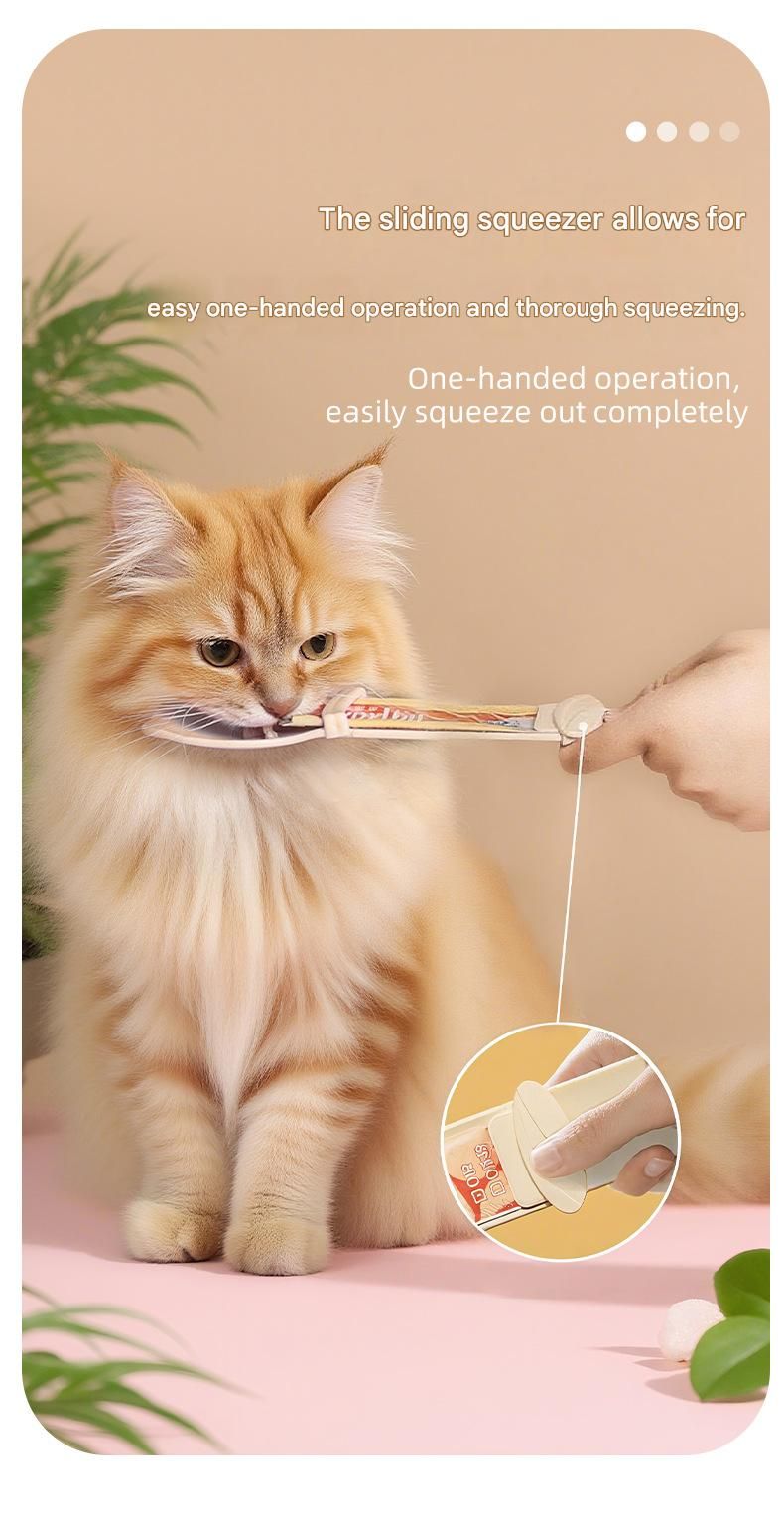 Green Cat Treat Spoon for Wet Food & Paste - Extra-Long PP Handle, Food-Grade Squeeze Feeder with Anti-Spill Bowl, Easy One-Handed Operation for Cats