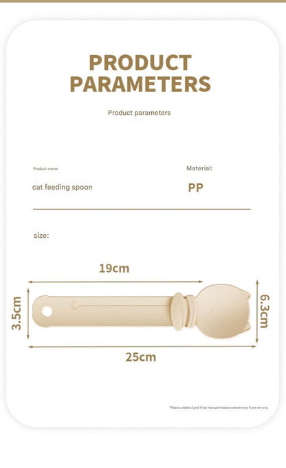Green Cat Treat Spoon for Wet Food & Paste - Extra-Long PP Handle, Food-Grade Squeeze Feeder with Anti-Spill Bowl, Easy One-Handed Operation for Cats