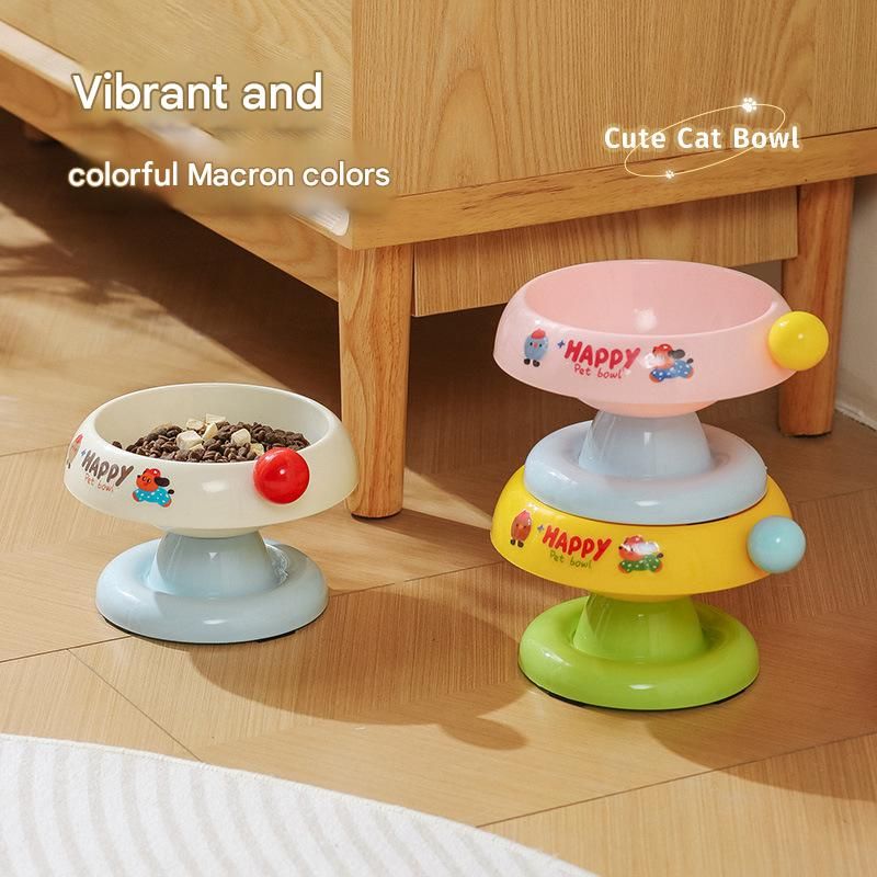 Pink and Blue Elevated Pet Food Bowl - Stainless Steel Insert, Non-Slip Base, Wide Mouth Design, Ergonomic Neck Protection for Cats and Small Dogs